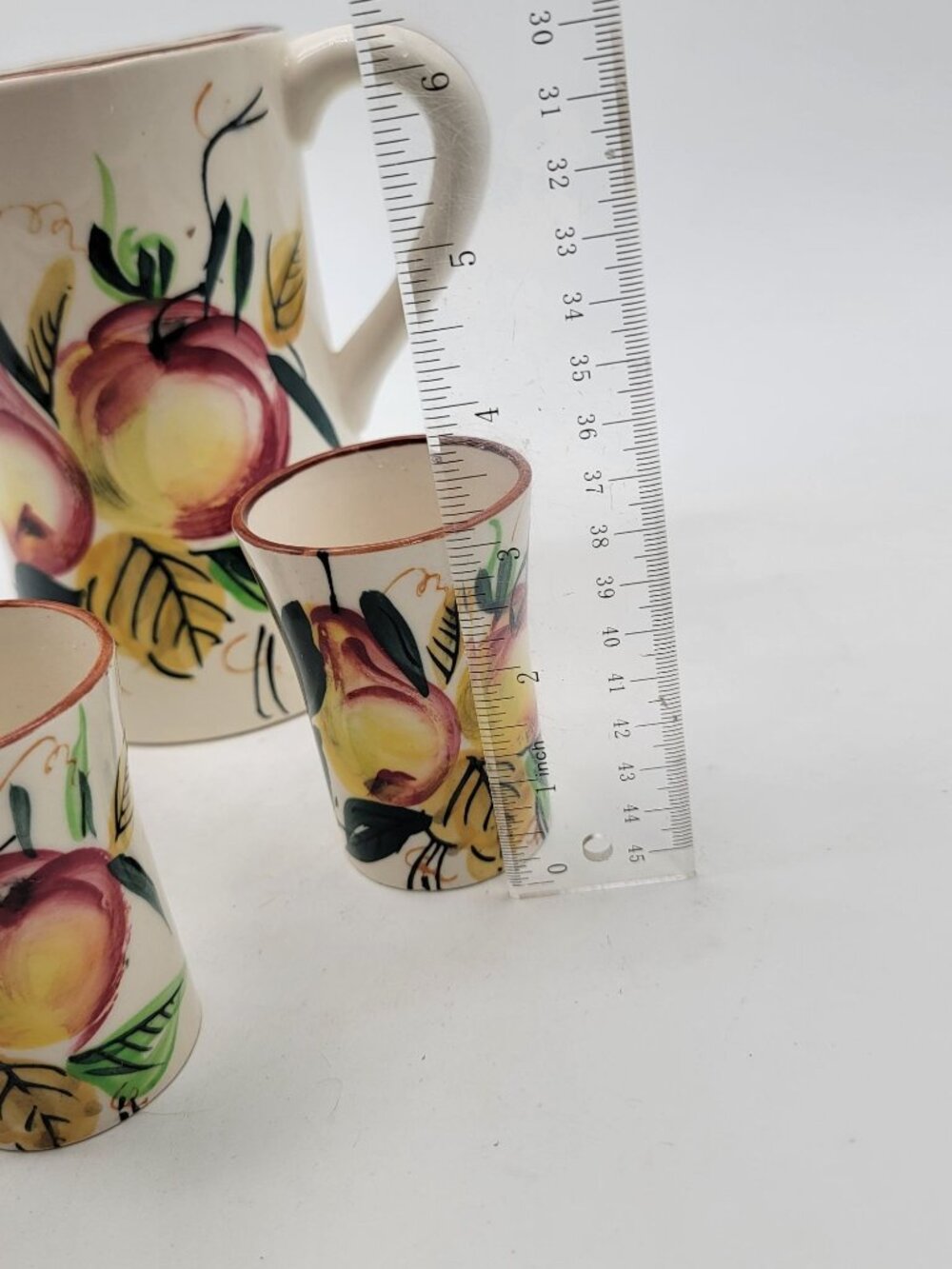 Vintage Nasco Hand-Painted Pitcher 3 Cup Set Floral Design Ceramic Made In Japan - Picture 15 of 16